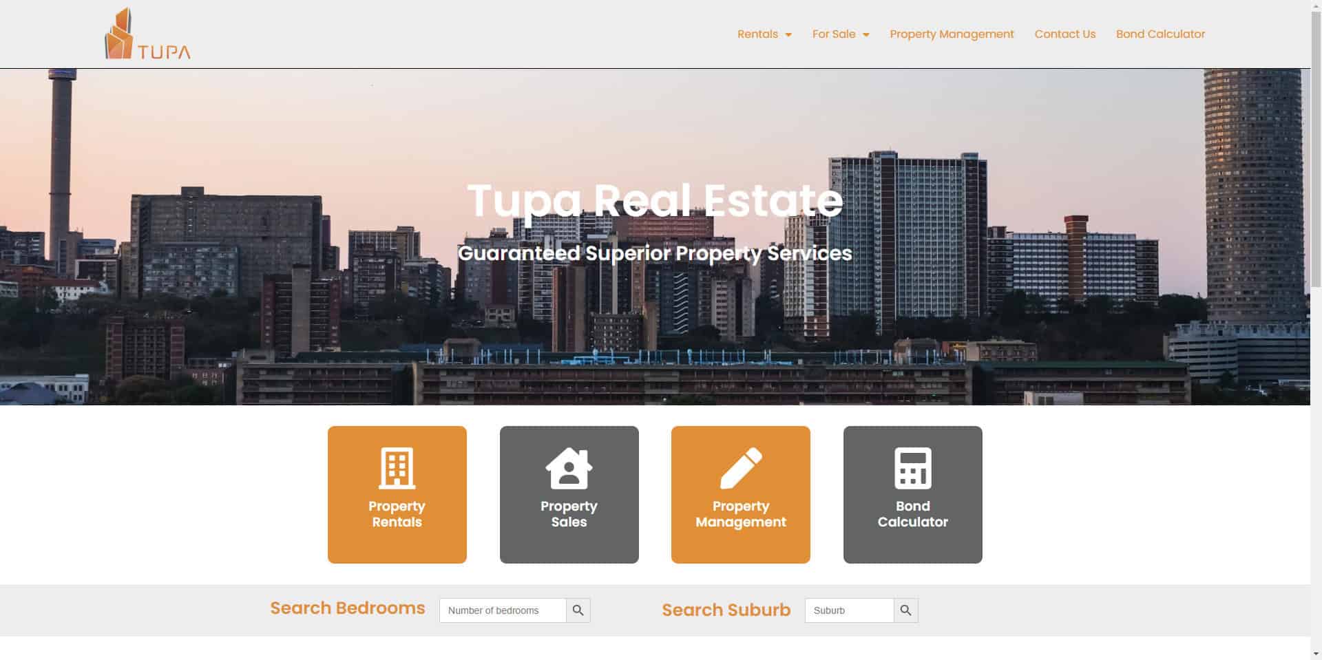 Tupa Real Estate website