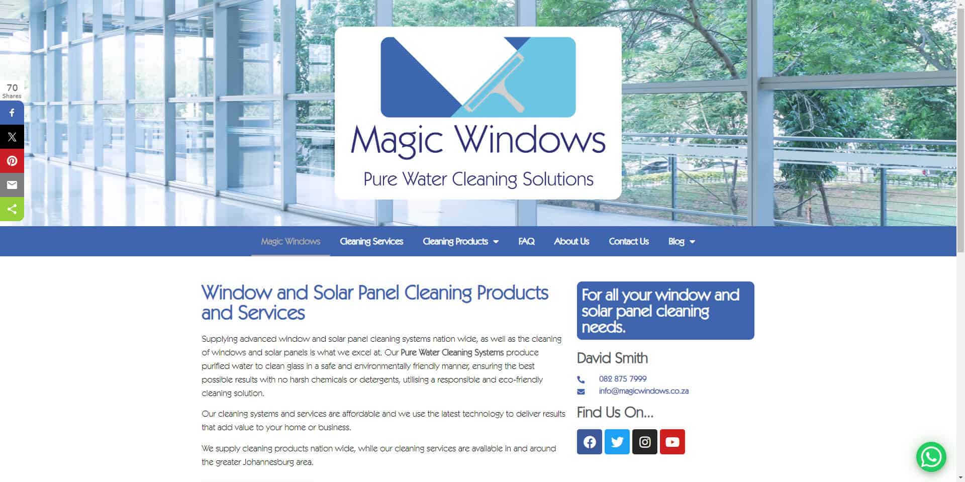 Window and Solar Panel cleaning website